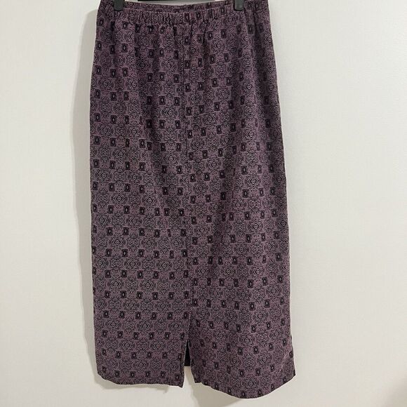 Habitat Vintage Midi Printed Skirt Size M Purple Grunge Whimsy Goth Romantic - Picture 4 of 8